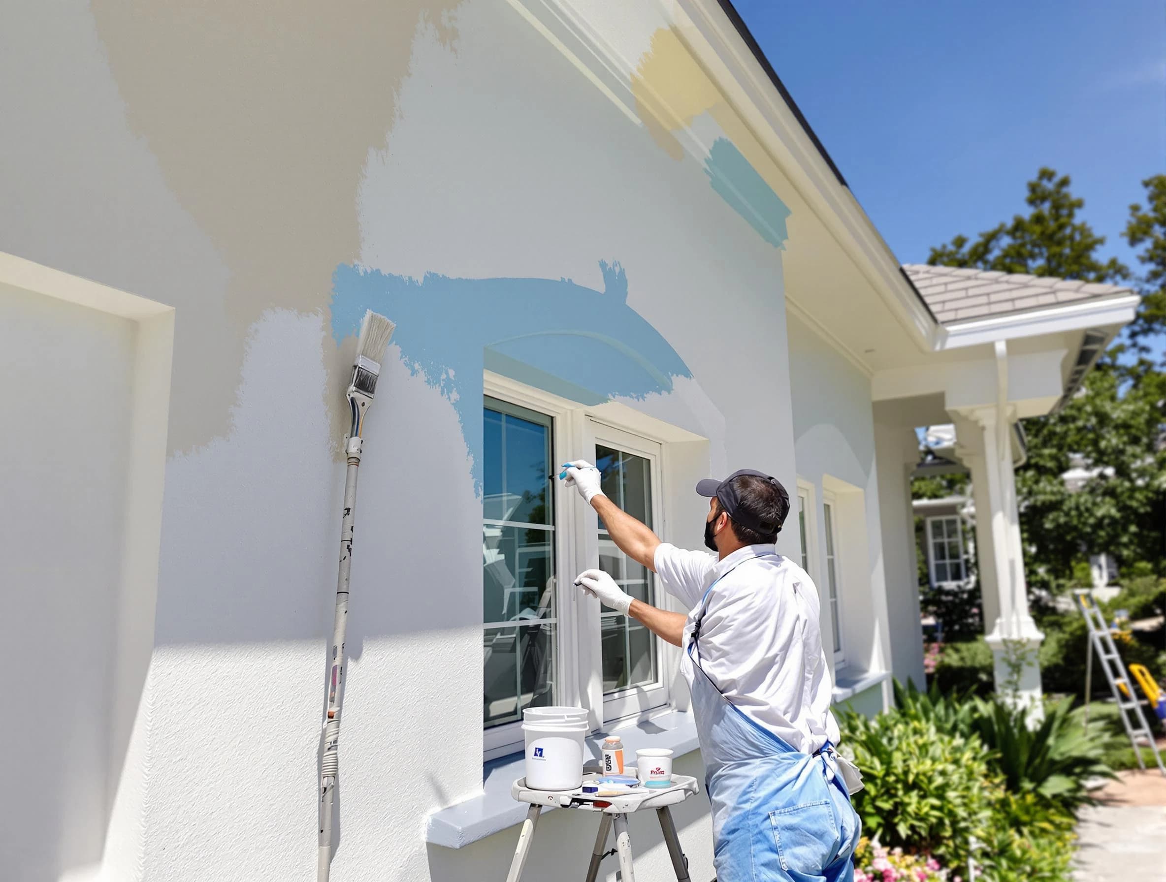 Painesville House Painters professional painting the exterior of a house in Painesville, OH