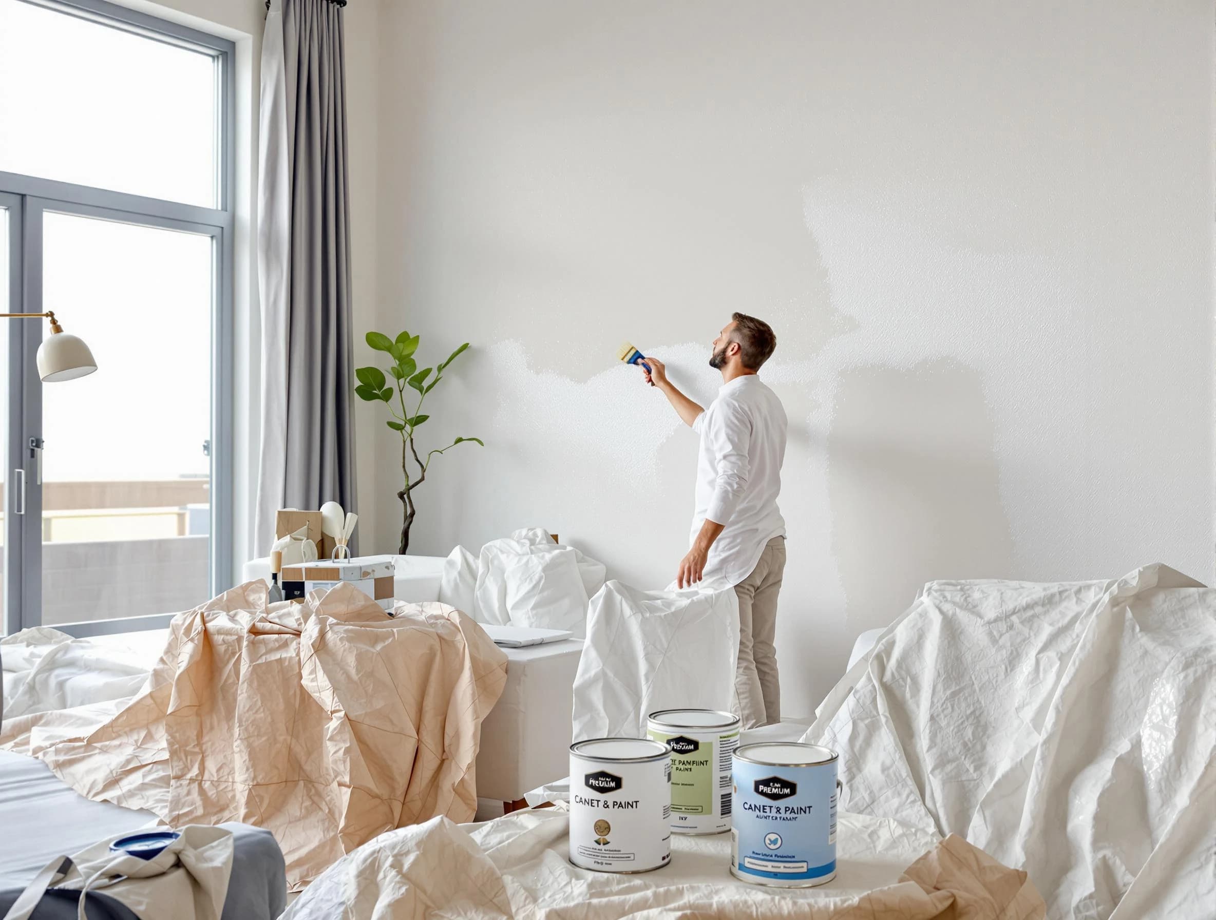 Painesville House Painters team carefully painting an interior wall in Painesville, OH