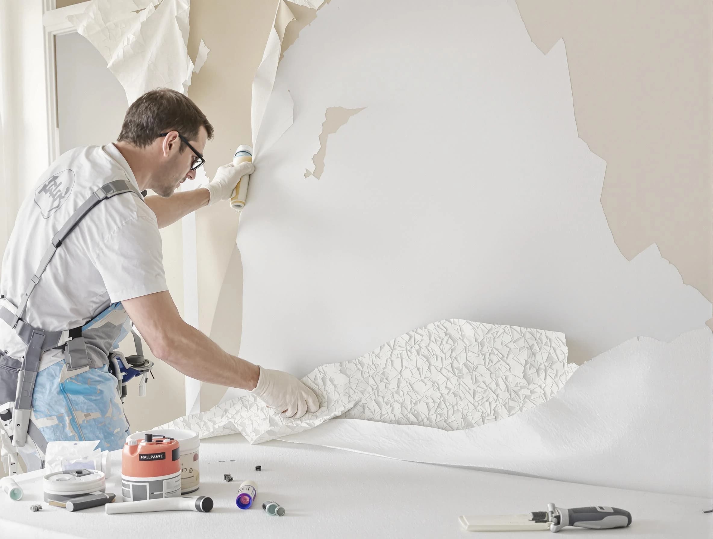 Detailed wallpaper removal and wall prep by Painesville House Painters in Painesville